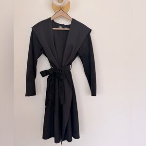 Zara - Black Wrap Trench Coat (Vegan Leather) - Size M